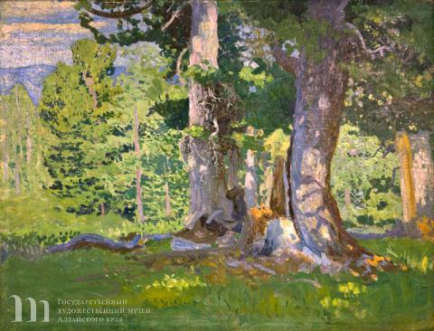 Никулин А.О. Кедровый лес. Холст (дублирован), масло. 87,5х114,5.