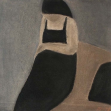 Дик Пётр Гергардович (1939-2002) Сидящая. 1998 г. Наждачная бумага, пастель. 47х47,5.