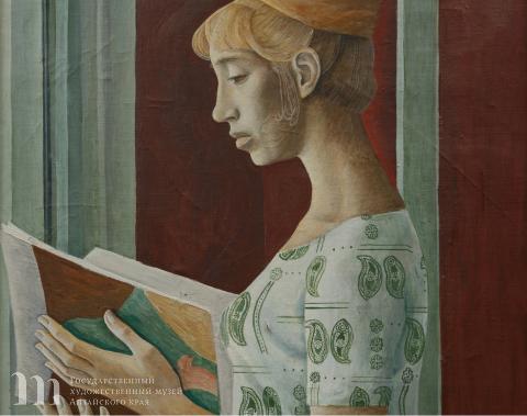 Филатчев О.П. Портрет Любы у окна. 1964. Холст, масло. Фрагмент. Государственный художественный музей Алтайского края.