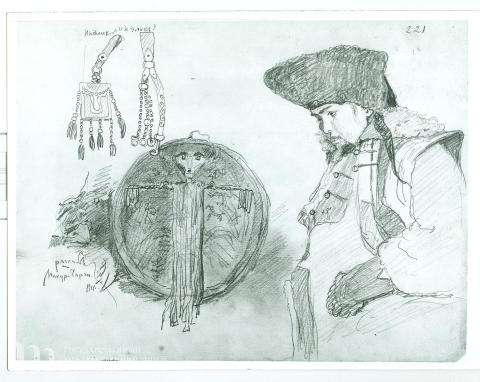 Гуркин Г.И. (1870-1937). Этнографический зарисовки. 1911 г. Бумага, карандаш. 25,5х35