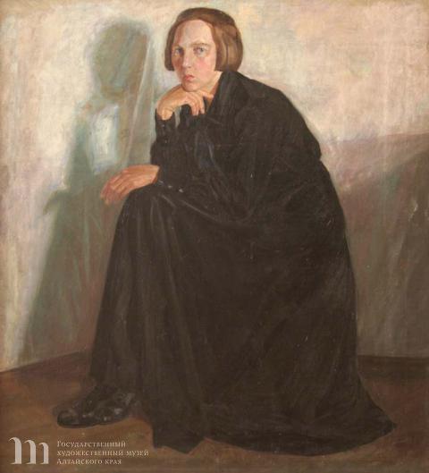 Борисов Алексей Николаевич (1889-1937) Портрет жены в черном. 1919 г. Холст, масло. 108, 7х97,5.