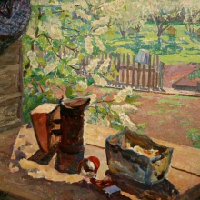 Ковешникова Майя Дмитриевна (1926-2013) Натюрморт с дымокуром. 1984 г. Холст, масло. 71,0х100,0.