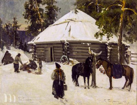 Гуркин (Чорос-Гуркэ) Григорий Иванович (1870-1937) Алтайцы. 1907  г. Холст, масло. 56х73.