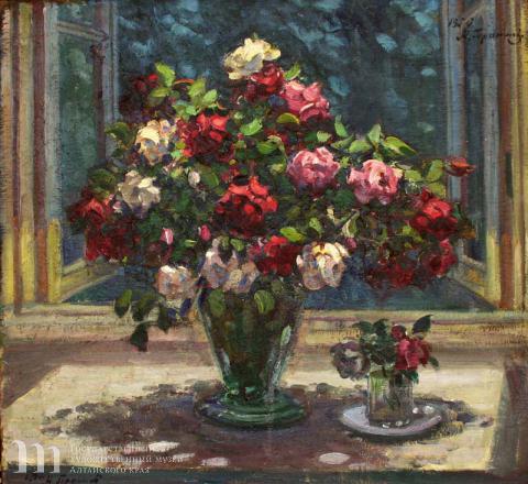 Герасимов Александр Михайлович (1881-1963) Бледнеет ночь. Натюрморт. 1959 г. Холст, масло. 90 х 95.