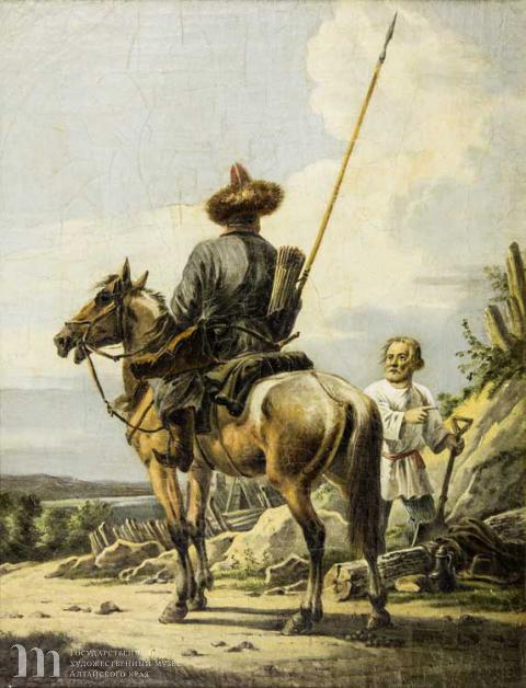 Орловский Александр Осипович (1777-1832) Киргиз и плотник. 1828 г. Холст, масло. 51,6х40,5.