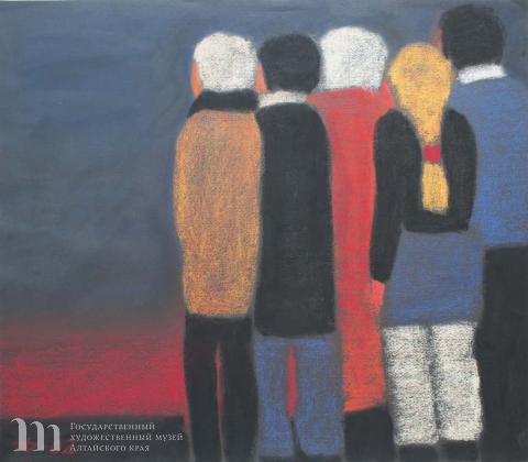 Дик Пётр Гергардович (1939-2002) Созерцающие. 2002 г. Бумага, пастель, уголь. 49,8х57.