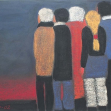 Дик Пётр Гергардович (1939-2002) Созерцающие. 2002 г. Бумага, пастель, уголь. 49,8х57.